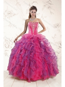 Fashionable Multi Color Ruffles and Appliques Quince Dresses