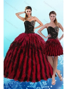 Luxurious Multi Color Sweetheart Quince Dresses with Beading and Ruffles