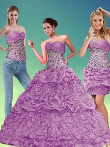 2015 Gorgeous Lilac Sweetheart 2015 Quinceanera Dresses with Beading and Pick Ups