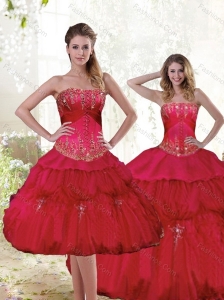 2015 Perfect Beading and Ruffles Quinceanera Dresses in Red