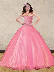 2015 The Super Hot Pink Quinceanera Dresses with Beading