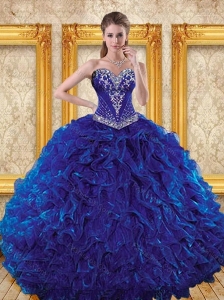 Luxurious 2015 Royal Blue Quinceanera Dresses with Beading and Ruffles