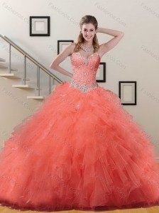 Exquisite Orange Red Quinceanera Dresses with Appliques and Ruffles for 2015