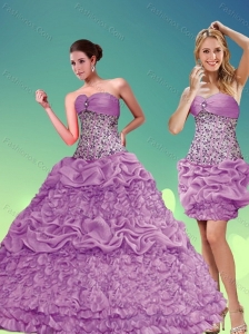 Fashionable Lilac Beaded Sweetheart Quinceanera Dresses with Pick Ups for 2015