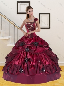2015 Detachable Wine Red Quince Dress with Beading and Pick Ups