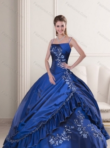 Luxurious Spaghetti Straps Royal Blue 2015 Quinceanera Dress with Appliques