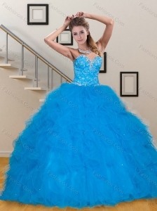 Luxurious Teal Sweetheart 2015 Quinceanera Dresses with Sequins and Ruffles