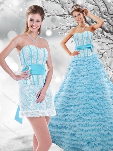 Modest 2015 Light Blue Quinceanera Dresses with Beading and Ruffled Layers