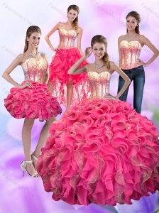 The Most Popular Multi Color Dress for Quinceanera with Ruffles and Beading