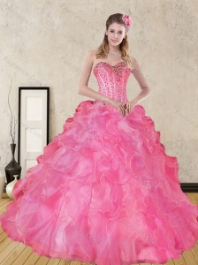 Wonderful Pink Quince Dresses with Beading and Ruffles