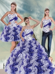 2015 Beautiful White and Purple Quinceanera Dress with Ruffles and Beading