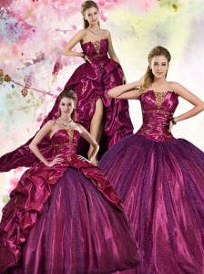 2015 Popular Sequins and Pick Ups Sweet 15 Quinceanera Dress in Fuchsia