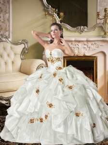 2015 Detachable White Quinceanera Dress with Appliques and Beading
