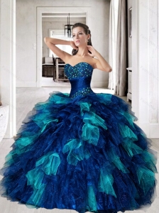 Detachable and Unique Multi Color Sweet 15 Dress with Beading and Ruffles For 2015