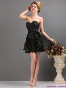 2015 Sexy Sashe Mini Length Prom Dress in Black