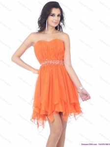 2015 Sexy Sweetheart Beading and Ruching Prom Dress in Orange
