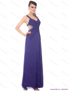2015 Elegant Criss Cross Prom Dresses with Ruching and Beading