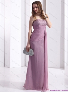 2015 Elegant Discount Strapless Ruching Floor Length Prom Dress in Lilac