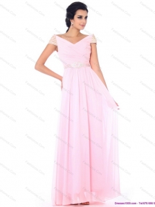 2015 Elegant Off the Shoulder Beading Prom Dress in Baby Pink