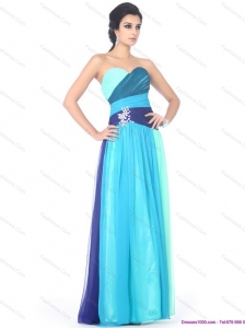 Elegant Multi Color Sweetheart Prom Dresses with Ruffles and Beading