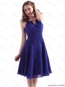 Elegant Royal Blue 2015 Knee Length Prom Dresses with Ruching