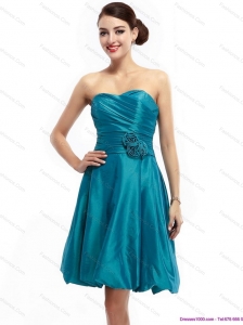 Elegant Ruching Sweetheart Prom Dresses with Hand Made Flowers