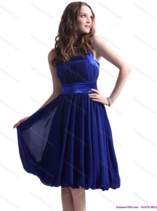 Navy Blue Halter Top Prom Dresses with Sash and Ruffles
