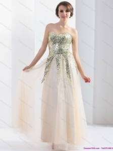 Popular 2015 Sweetheart Floor Length Prom Dress with Sequins