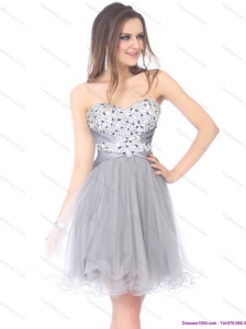 2015 Luxurious Sweetheart Grey Prom Dress with Rhinestones