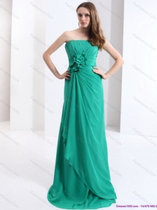 2015 New Style Strapless Christmas Party Dress with Hand Made Flowers and Ruching