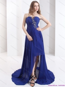 2015 Sweetheart Christmas Party Dress with Beading and Brush Train