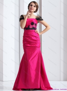 Luxurious 2015 Plus Size Prom Dress with  Brush Train and Hand Made Flowers