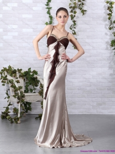 Multi Color Beading Long Plus Size Prom Dresses with Backless and Brush Train