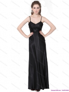 2015 Dynamic Spaghetti Straps Ruching Plus Size Prom Dress in Black