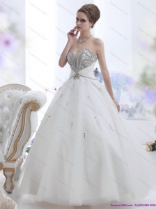 New White Sweetheart Rhinestone Wedding Dresses for 2015