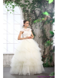 Plus Size White Wedding Dresses with Ruffled Layers and Lace