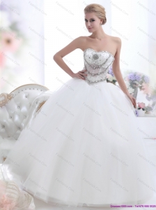 Pretty White Sweetheart 2015 New Wedding Dresses with Rhinestones
