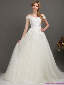 2015 Plus Size the Shoulder Wedding Dress with Beading