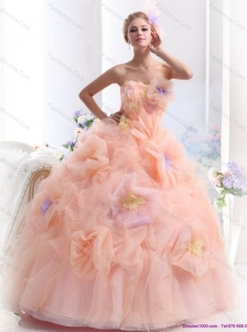 Plus Size Multi Color Strapless Wedding Dresses with Hand Made Flower