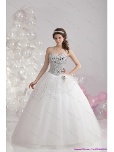 Plus Size White Floor Length 2015 Unique Wedding Dresses with  Rhinestones