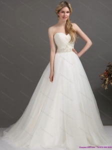 2015 New Sweetheart Wedding Dress with Beading and Ruching