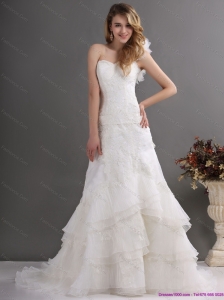 New 2015 Classical One Shoulder Wedding Dress with Lace