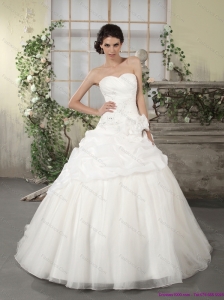 New 2015 Popular Sweetheart Wedding Dress with Ruching and Appliques