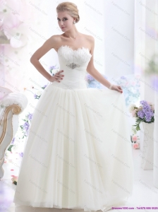 New 2015 Simple Sweetheart Wedding Dress with Beading
