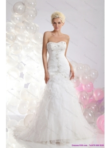 New Sweetheart Wedding Dress with Appliques and Ruffles for 2015