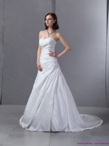 Plus Size 2015 Sweetheart Appliques and Ruching Wedding Dress