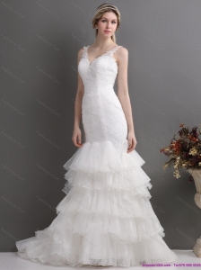 Plus Size Mermaid Wedding Dress with Lace and Ruffles for 2015