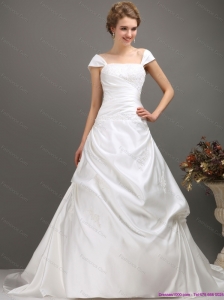 2015 Plus Size Square Lace Wedding Dress with Floor-length