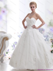 Perfect Beading Sweetheart White Beach Wedding Dresses for 2015