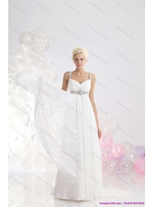 2015 Inexpensive Empire Beach Wedding Dresses with Beading